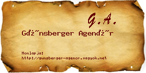 Günsberger Agenór névjegykártya